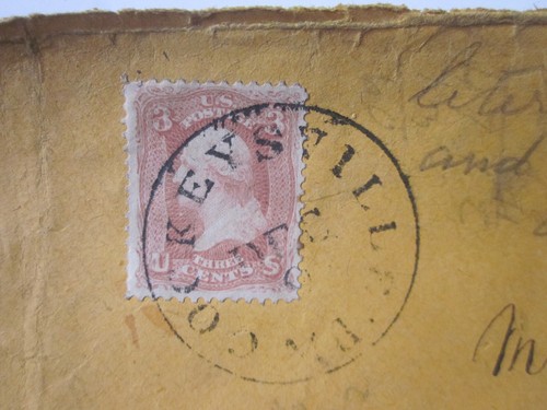 US 1860'S COVER COCKEYSVILLE PENNSYLVANIA TO BELLEFORTE FANCY CANCEL STAMP #65 - Picture 2 of 3
