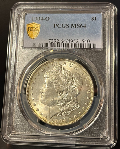 1904 O MORGAN SILVER DOLLAR * PCGS GOLD SHIELD MS64 * LIGHT COCOA EDGE TONING❗️