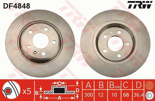 Disques de frein TRW DF4848 pour remplacer vos disques usés et éliminer les vibrations