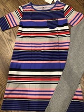 NWT Tea Girls Size 12 Striped Dress And Leggings .