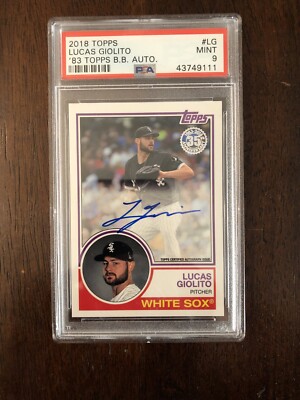 A beautiful 2018 Topps Lucas Giolito 83  Auto PSA 9    White Sox Jersey