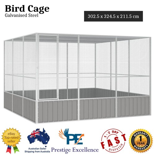 Galvanised Steel Bird Cage Aviary Parrot Pet Cages Budgie 302.5x324 ...