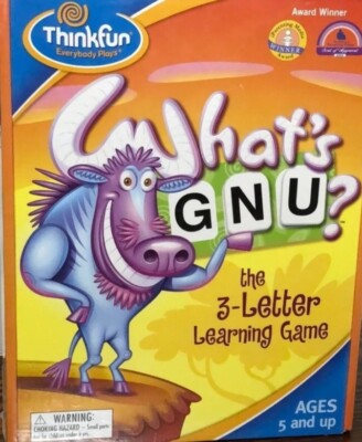 THINKFUN WHAT S GNU? The 3-Letter Award Winning Learning Game Ages 5+ NWT