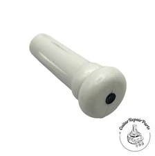 Plastic Endpin Strap Button For Acoustic Guitar (1 pc) - White w. Black Dot