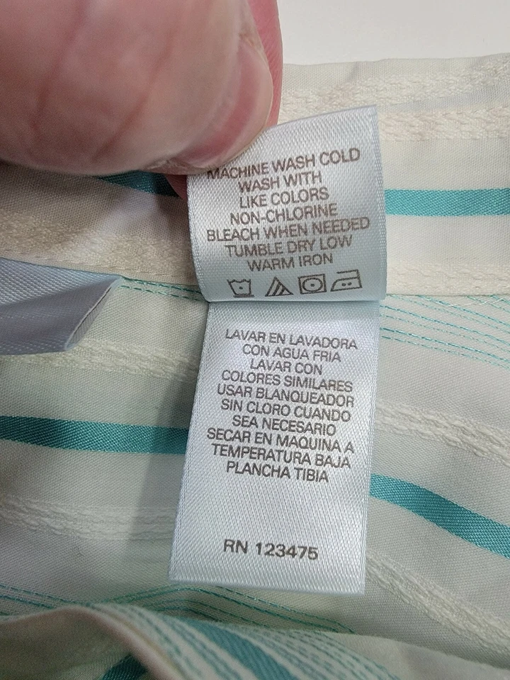 Camisa Top Blusa Mujer JH Collectibles Talla 3X Verde Blanco Rayas Foto 3 de 4