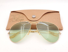 Vintage B L Ray Ban Bausch  Lomb 1/10 12k GF 58mm Light Green Aviator w/Case