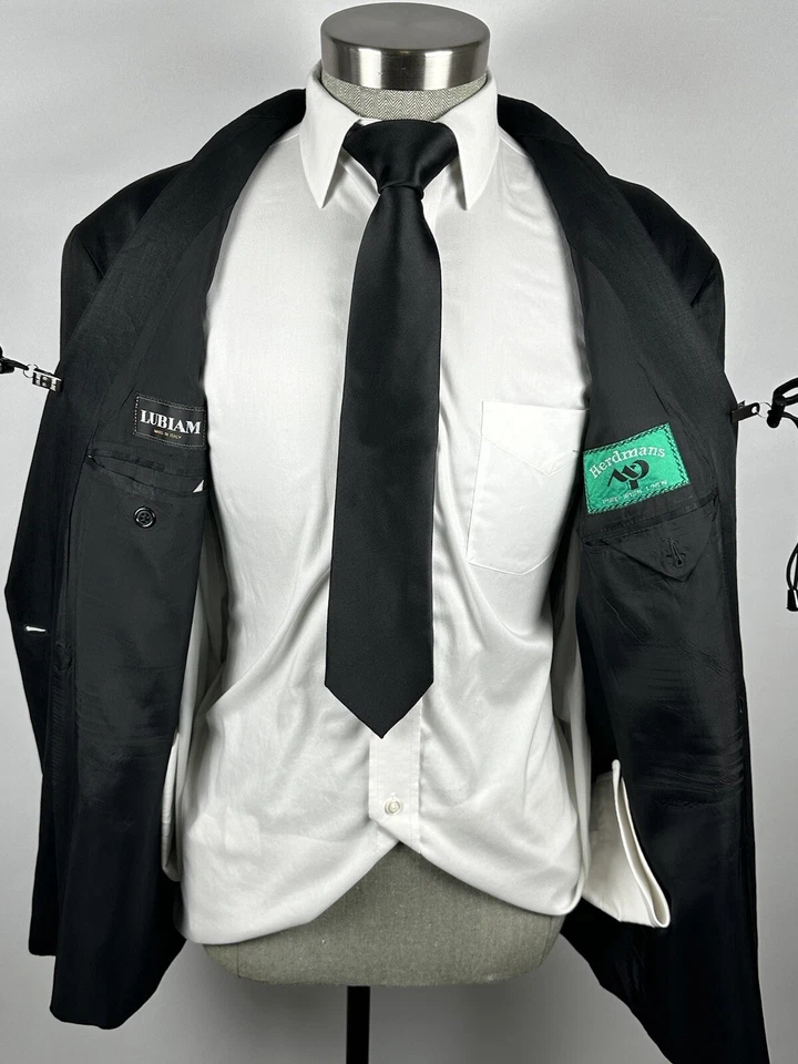 Chaqueta Blazer Italiana LBM Lubiam Black Herdmans 100% Lino Irlandés 40 EU 50 A038 Foto 4 de 4