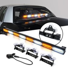 35 White Amber Traffic Advisor Cob Led Strobe Flashing Light Bar Wsuction Cups
