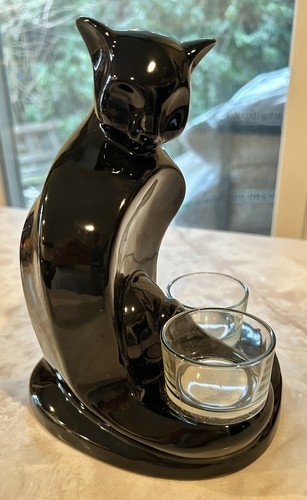 Yankee Candle Tea light Candle Holder Ceramic Black Cat Superstition