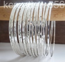 12 Set of Bangles 925 Sterling Silver Bangle Hammered Boho Bangle Jewelry 5K9