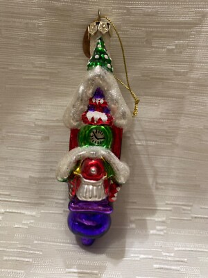 Mark Klaus Glass Christmas Tree Ornament Cottage EUC 2003 5.5 