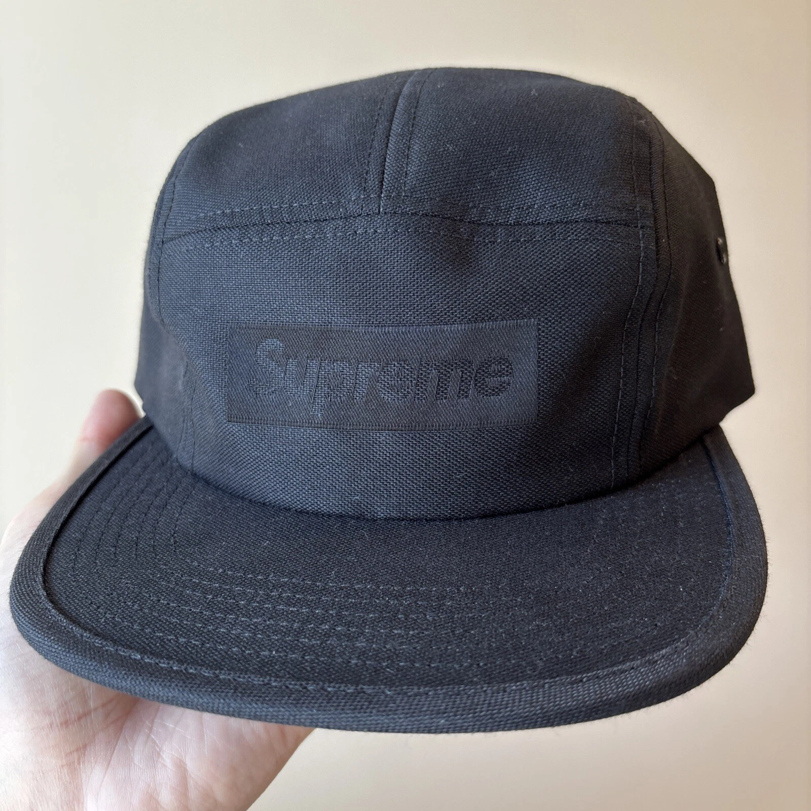 Casquette de camp Supreme SS17 logo jacquard NOIRE