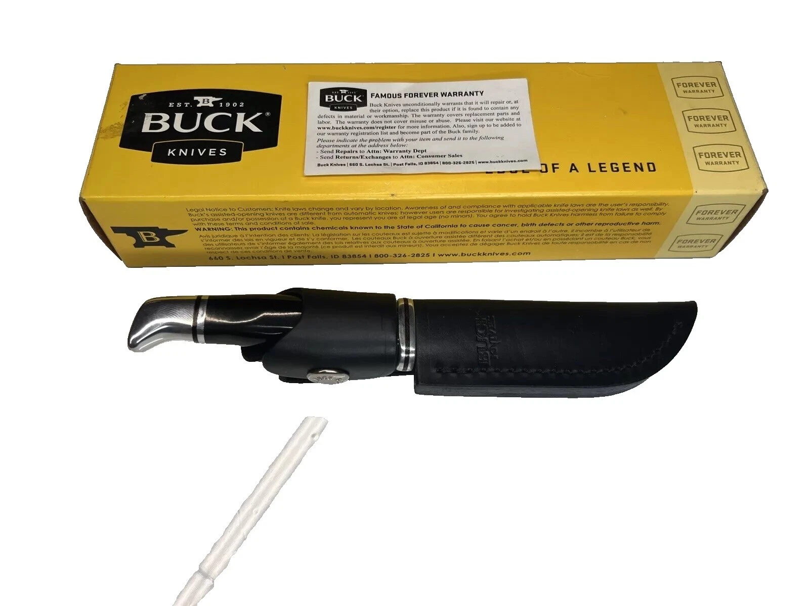 Buck Knives Leather Handle Hunting Collectible Modern Factory Manufactured Fixed Blade Knives