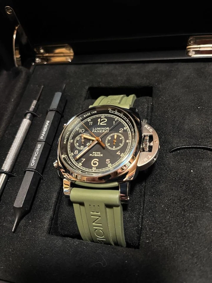 Panerai pam00653 1950 Flyback Chrono PCYC Japón Oficial Marrón para Hombres Raro Foto 3 de 4