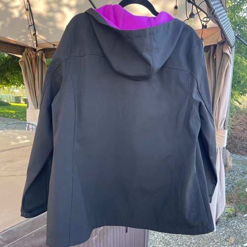 Free Tech Women's Hooded Softshell Full Zip up Jacket Pink Accents Black Size 1X - Picture 3 of 12