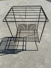 VTG Mid Century Modern Record Vinyl Holder Floor Rack Stand Metal Wire Table