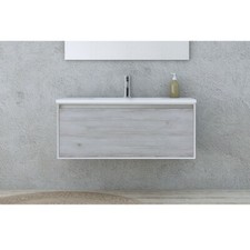 Mobile bagno 100 cm arredo moderno sospeso cassettone lavabo in resina /4