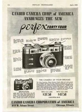 1939 PERFEX Forty Four 35mm camera Vintage Print Ad