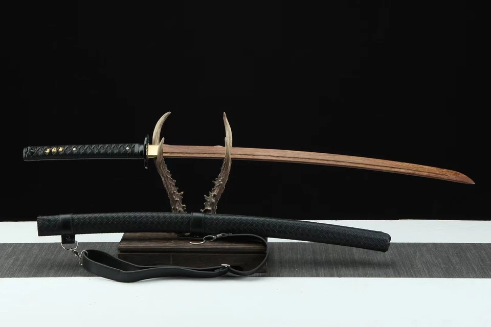 Kendo Bokken Wooden Katana Sword Iaido Outdoor Battle Training Practice Leather - Image 2 of 4