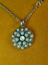 MARIANA GUARDIAN ANGEL SWAROVSKI CRYSTALS NECKLACE Turquoise Pearl Pendant SS PL
