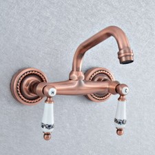 Antique Copper Wall Mounted Swivel Kitchen Bathroom Sink Faucet Mixer Tap 2sf890