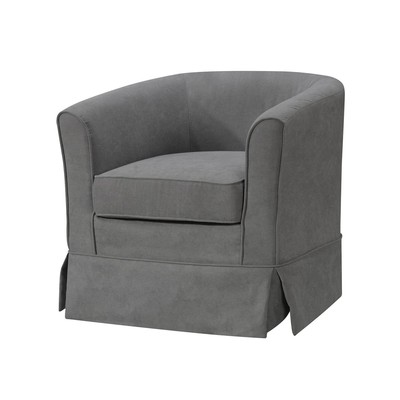 Simple Relax Woven Upholstered Swivel Barrel Chair, Grey
