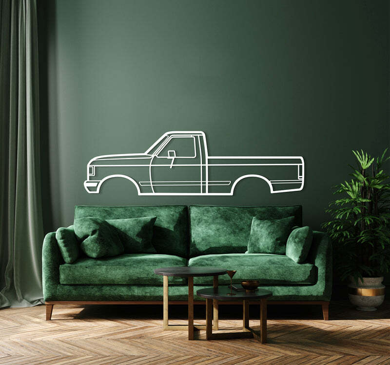 Wall Art Home Decor 3D Acrylic Metal Car Auto Poster USA Silhouette 1987 F-150