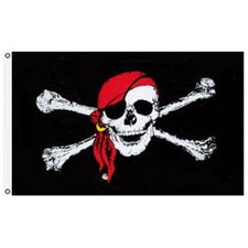 3x5' Jolly Roger Pirate Bandana Red Hat Skull Crossbones Flag 3'x5' House Banne