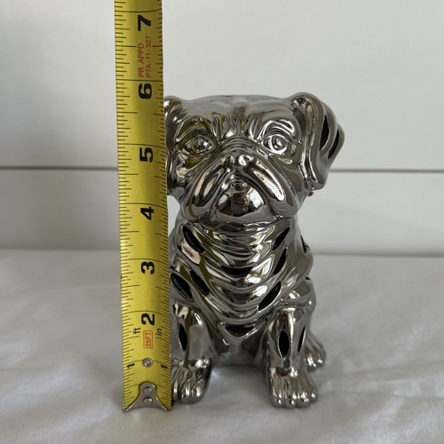 Statue carlin moderne argent lustre figurine céramique pot-pourri support 6" - Photo 6/7