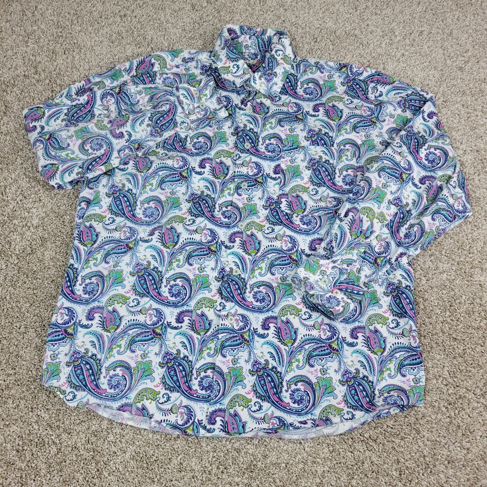 Alan River Para Hombres Grande Blanco AOP Paisley Abotonada Manga Larga Foto 2 de 4