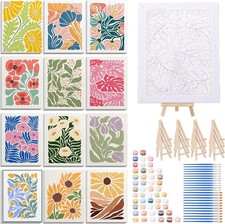 RoundFunny 12 Set Paint by Numbers Kit for Adults Simple Flowers colorful