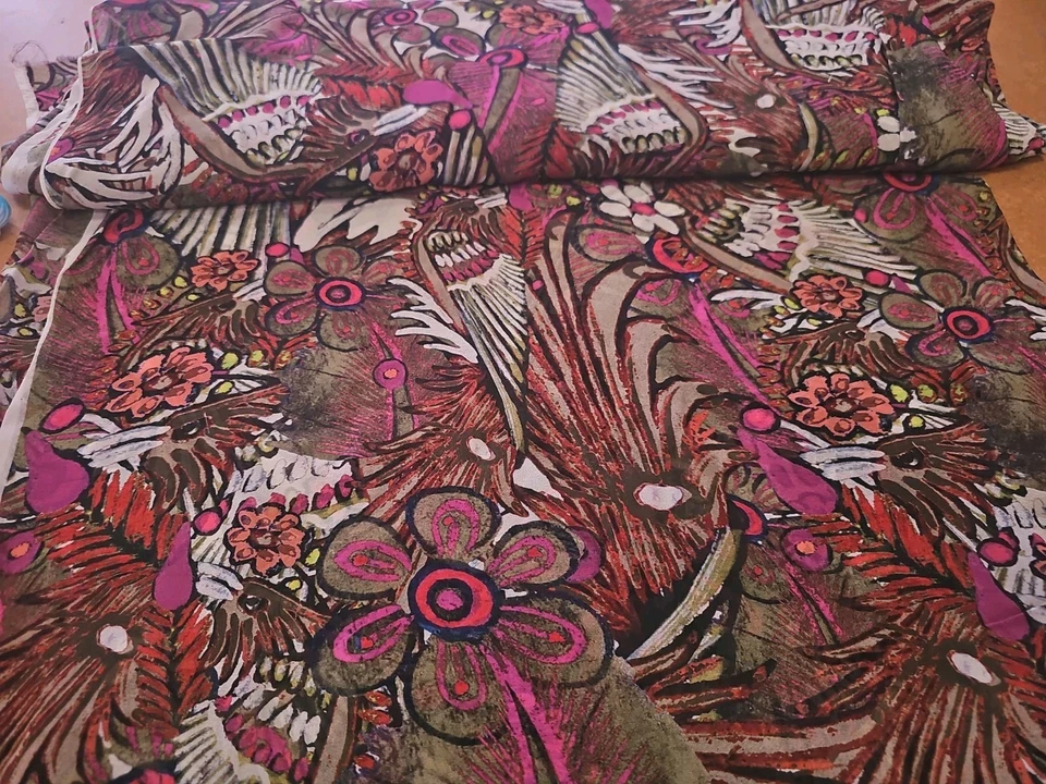 Silk Chiffon  Floral  Lightweight Japanese Fall Floral Texture By the Yard - Image 2 of 2