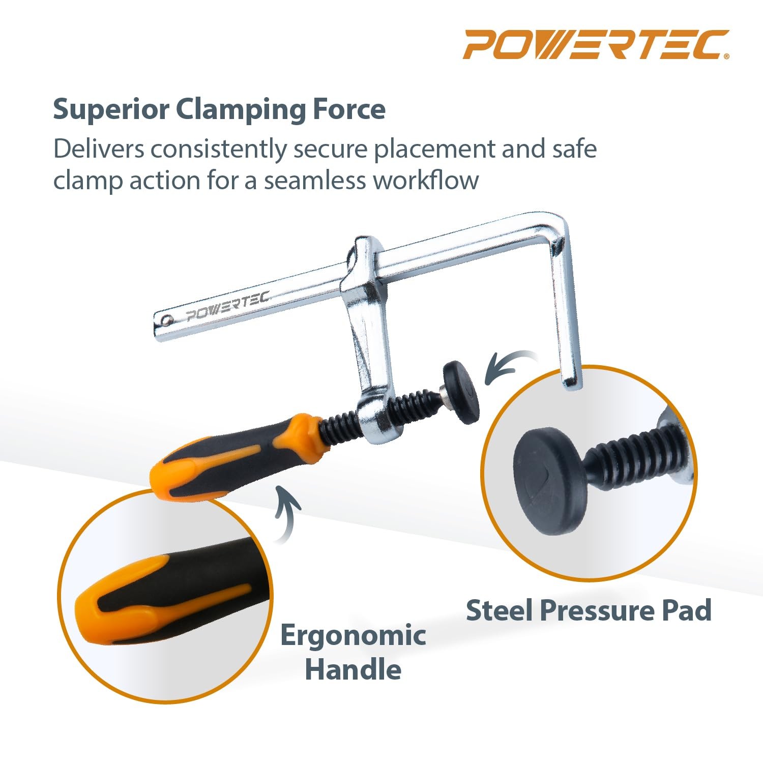 POWERTEC Quick Screw Guide Rail Clamp for MFT & Track Saw, 2 Pack - Thumbnail 6