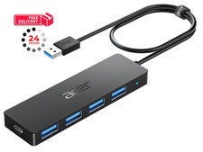 Acer USB Hub 4 Ports, Multiple 3.0 Hub, USBA Splitter for 2ft, Black