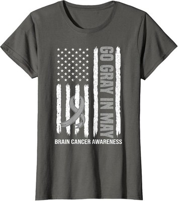Fight Brain Cancer Awareness Wear Gray in May American Ladies' Crewneck T-Shirt
