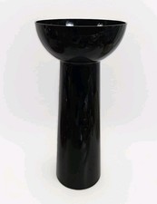 Vintage MCM Black Art Glass Vase Scandinavian Modern 11.5 In