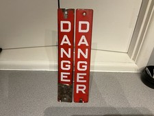 Two Vintage 1960’s Red Enamel Danger Signs