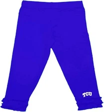 Two Feet Ahead Infant Baby Girl Ruffled Leggings Football TCU Horned Frogs 6 mos