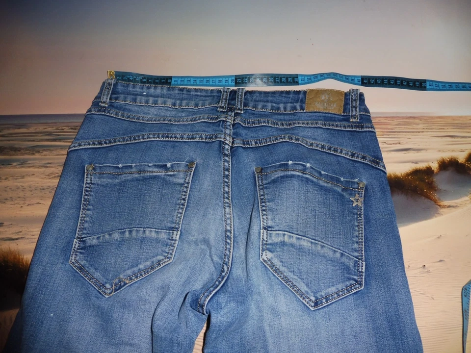 Karostar Size M / 38 stretch Weite 40 cm L 97 cm Knopfleiste Jeans Hose blau - Bild 4 von 4