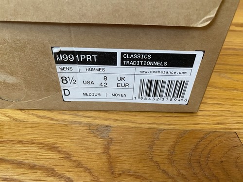 NUEVO New Balance 991 Hecho en Inglaterra Gris Lavado M991PRT Para Hombre Talla 8.5 - Imagen 6 de 7