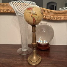 MOVA Water Globe Earth 4.5" Diameter￼ With Added Brass Candlestick For A Stand
