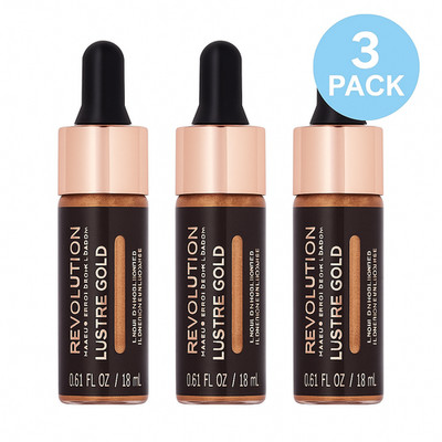 Revolution Lustre Gold Liquid Highlighter 0.61oz - 3 Pack - New