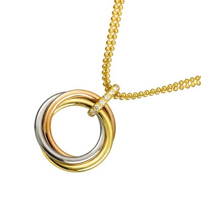 Cartier Trinity MM Diamond Necklace 18K YG WG PG 750 90323057