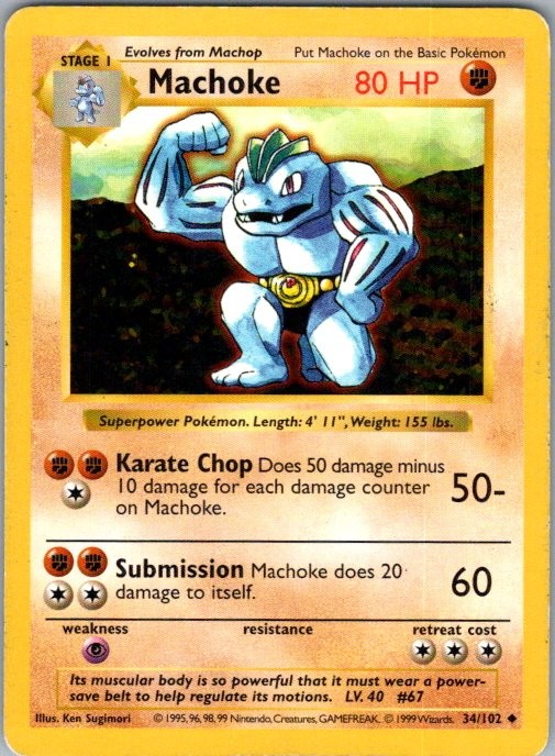 Machoke 034/102 Uncommon Base Set (Shadowless) HP