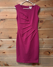 Calvin Klein Purple Solid Sheath Dress 4 Sleeveless Knee length