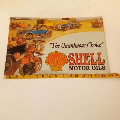 Shell Motor Oil Unanimous Choice Vintage Metal Ad Sign 16 x 10"