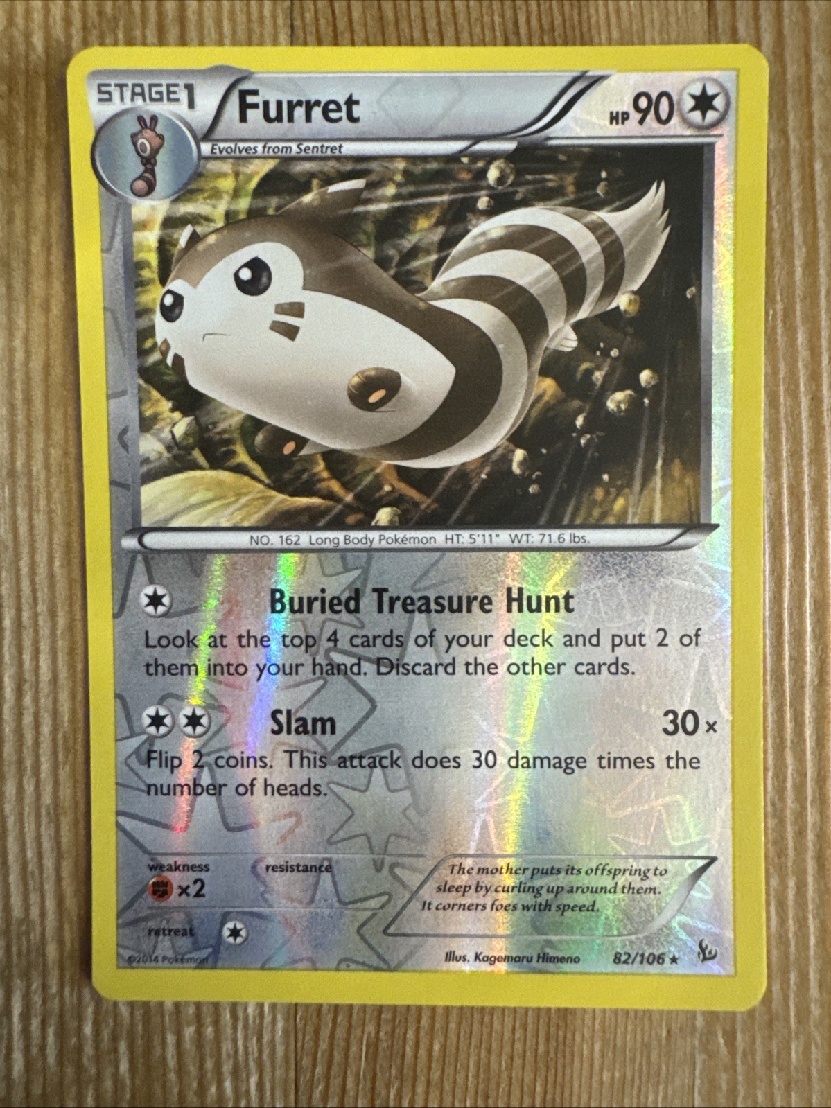 Furret - 82/106 - Rare - Reverse Holo LP, English Pokemon XY FlashFire