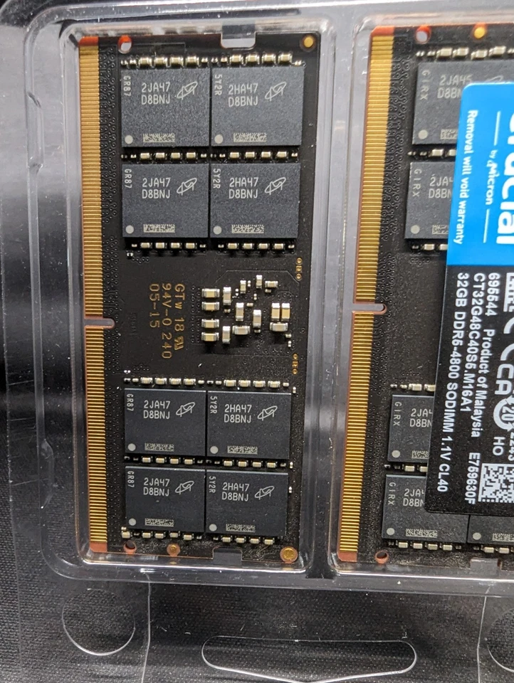 Crucial 64GB DDR5-4800 SODIMM Memory Kit - Black (CT2K32G48C40S5) - Image 4 of 4