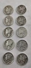 Mercury Dimes Lot Of 10 90% Silver 1 Face 1936- 1944 Various Dates & Mints #3