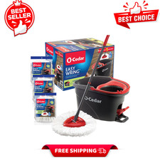 O-Cedar EasyWring Spin Mop  Bucket System with 4 Extra Mop Head Replacements